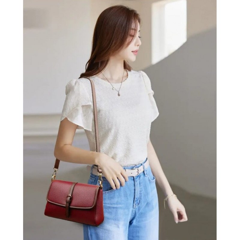 Genuine Soft Leather Handbag-( Meroon) - Image 3